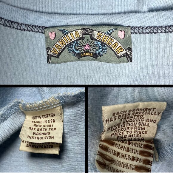 Vintage Y2K Blue Tan Rhinestone Graphic Tank 100% Cotton. Large. Western Artsy - Picture 10 of 11